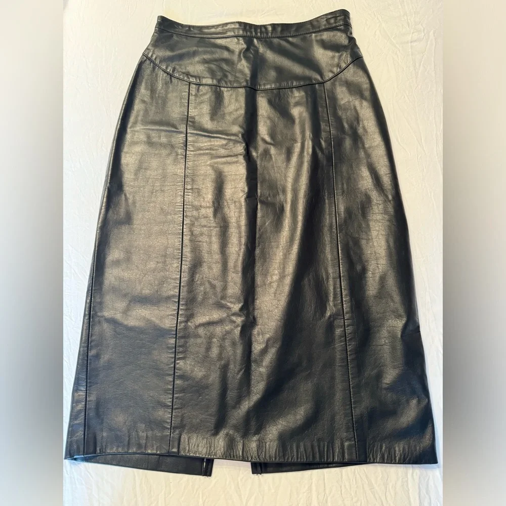 Vintage ELEGANCE‎ COUTURE Full Leather Midi